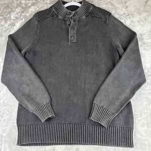 Rock & Republic Henley Sweater Mens Size XL Gray Long Sleeve Knit Pullover(0764)